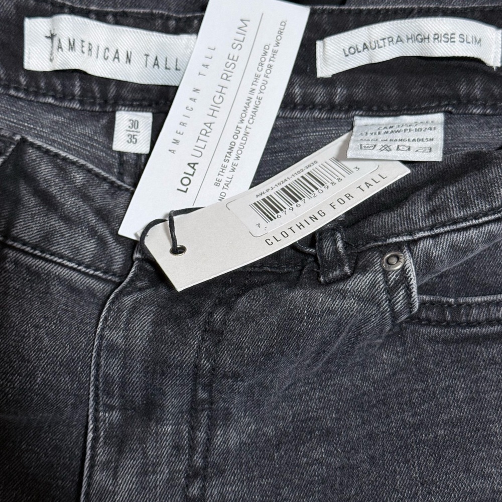 American Tall Lola Ultra High Rise Slim Jeans ash black sz30 inseam 35” - Picture 2 of 6